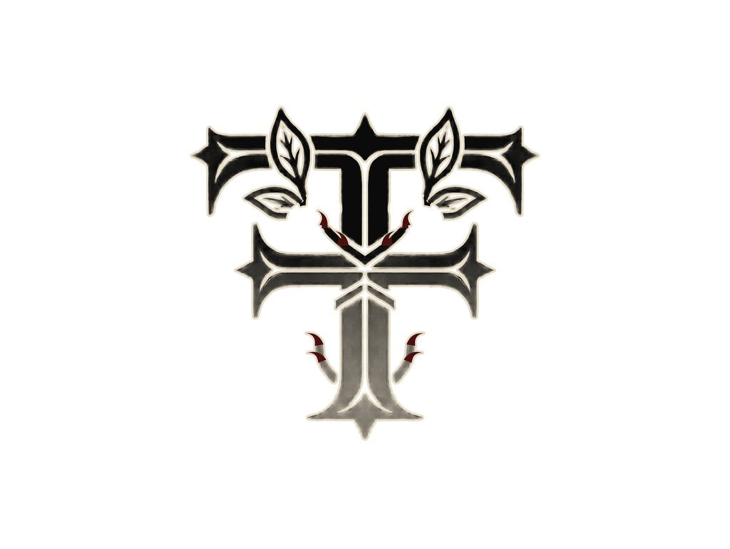Feterna Thorn F Throw Blanket White artwork - black thorn F with bone outline on white ground