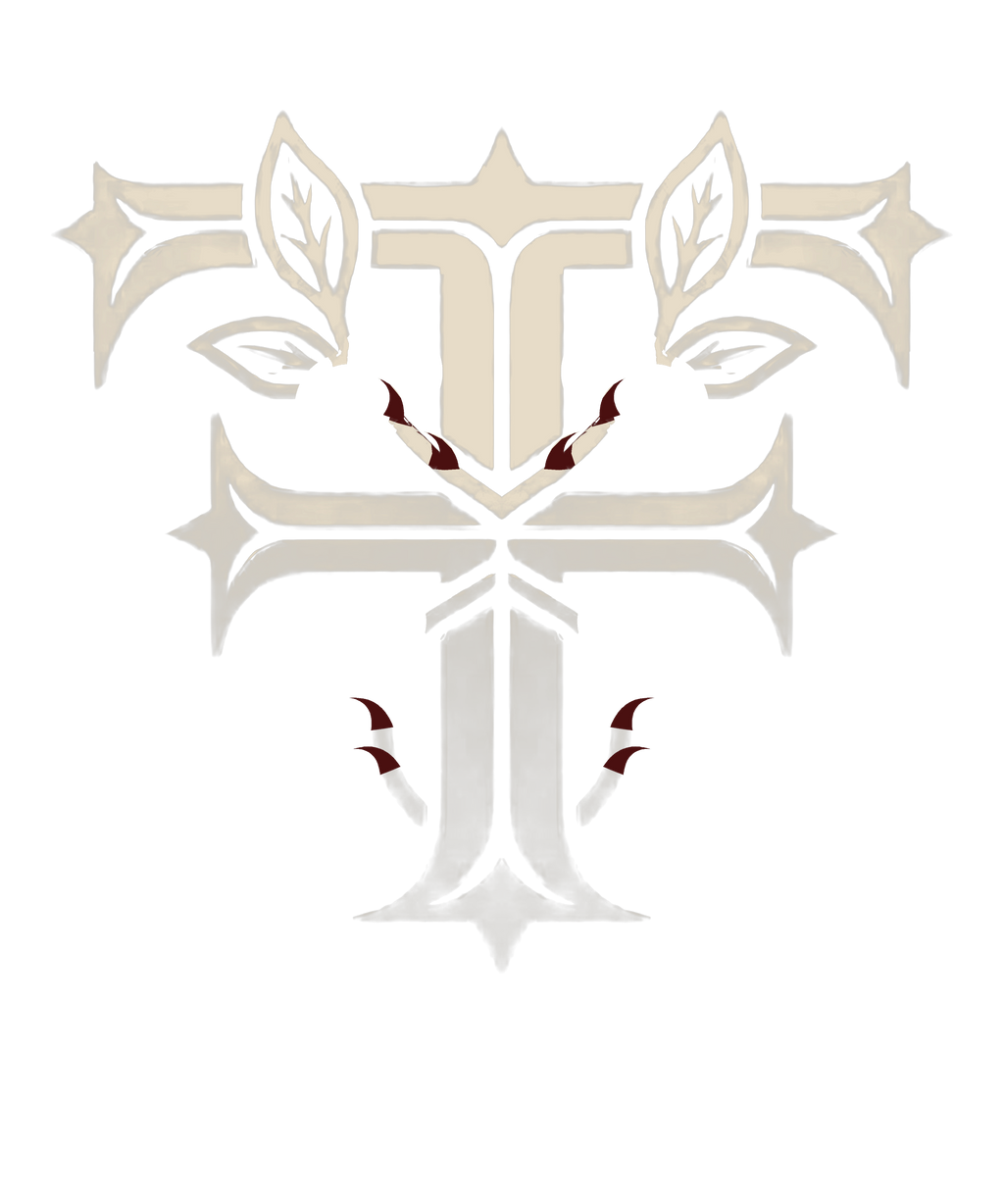 Feterna Thorn F Flagship Tee with large bone thorn F on the chest and FETERNA across the lower back