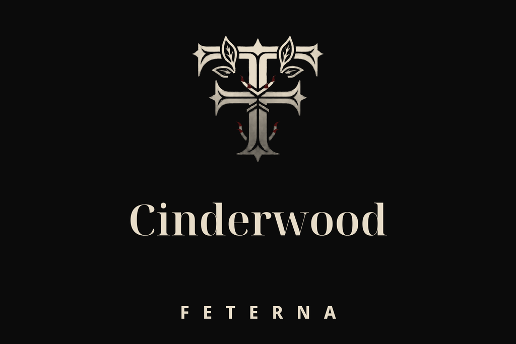 Feterna Cinderwood Candle label artwork - single-name Cinderwood
