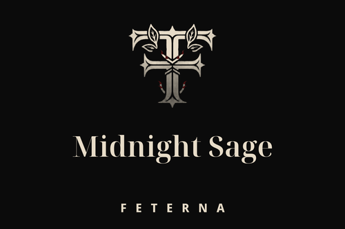 Feterna Midnight Sage Candle label artwork - single-name Midnight Sage
