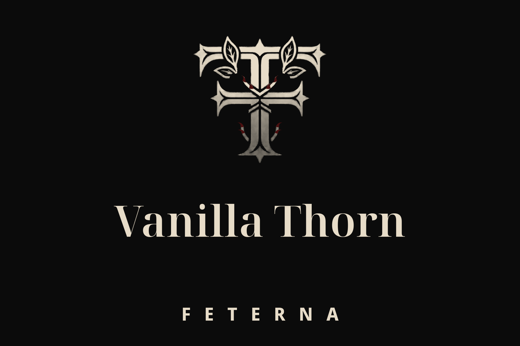 Feterna Vanilla Thorn Candle label artwork - single-name Vanilla Thorn