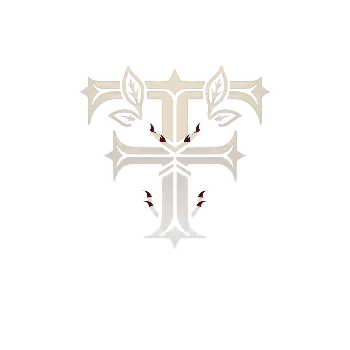 Feterna Thorn F Black Hoodie front artwork - bone-oxblood thorn F