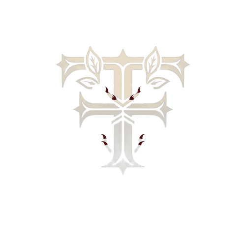 Feterna Thorn F Black Hoodie front artwork - bone-oxblood thorn F